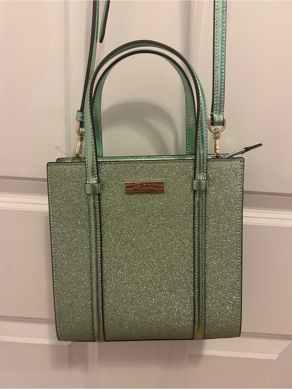 kate spade Mint Green Glitter Tote with Top Handles